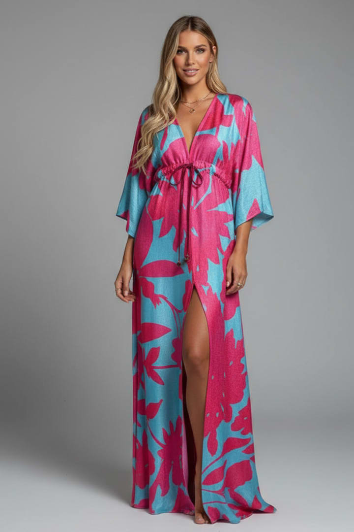Women's Printed V-Neck Maxi Dress | Carlotta_10