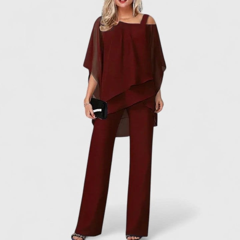 Women's Cape Overlay Two Piece Trouser Set | Gina_1