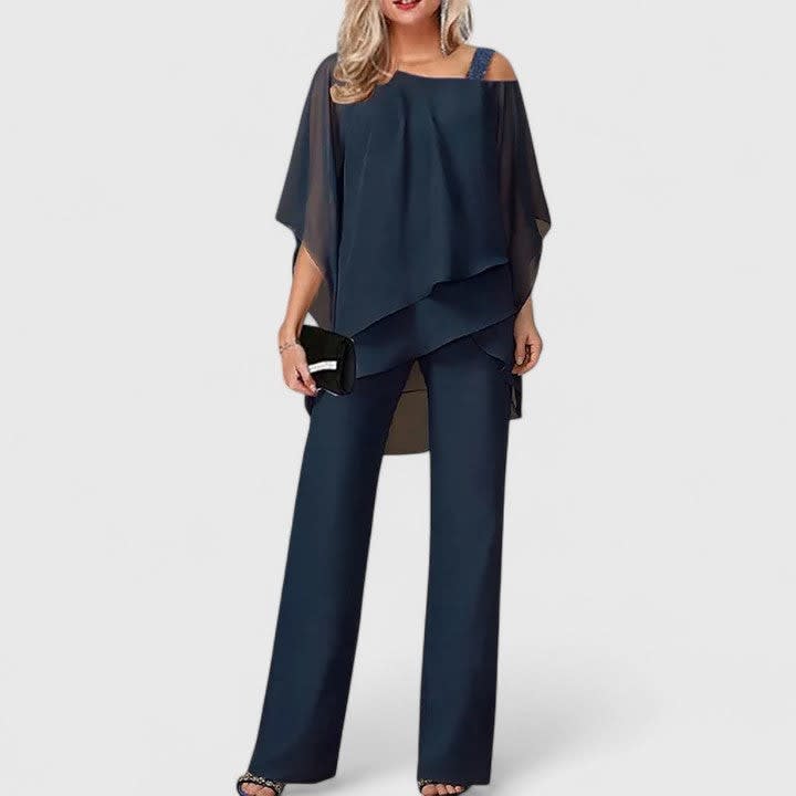 Women's Cape Overlay Two Piece Trouser Set | Gina_4