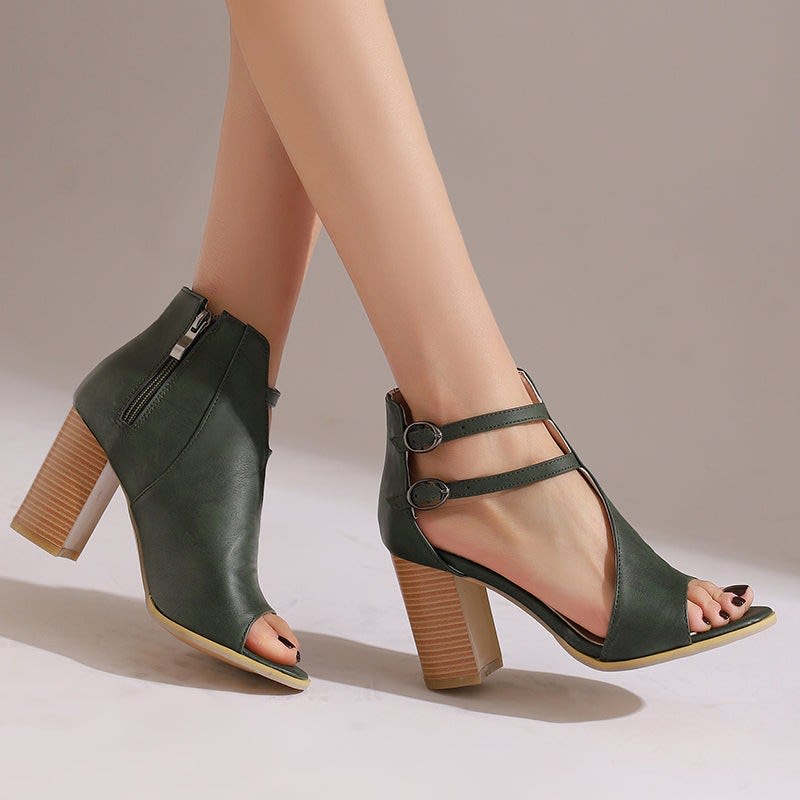 Women's Peep-Toe Block Heel Sandals | Anwyn_4