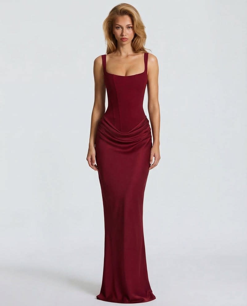 Women's Satin Corset Maxi Dress | Avis_13