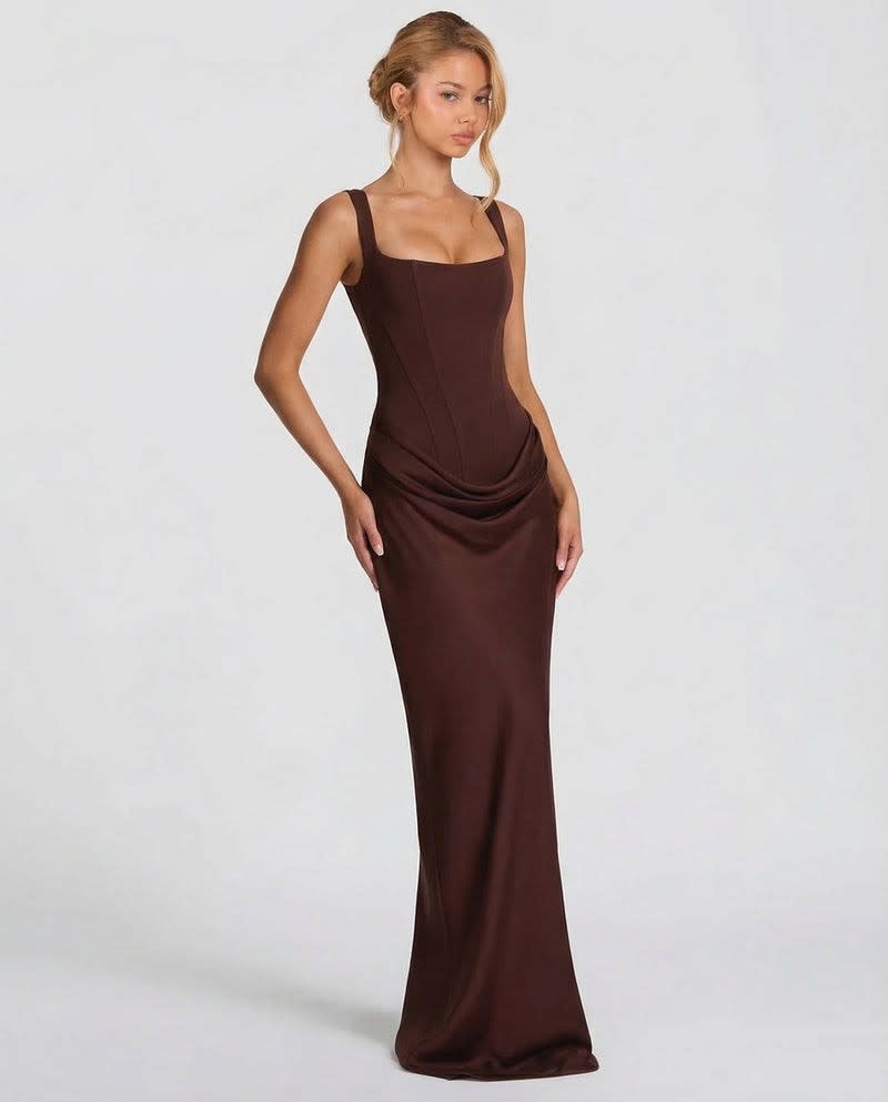 Women's Satin Corset Maxi Dress | Avis_3