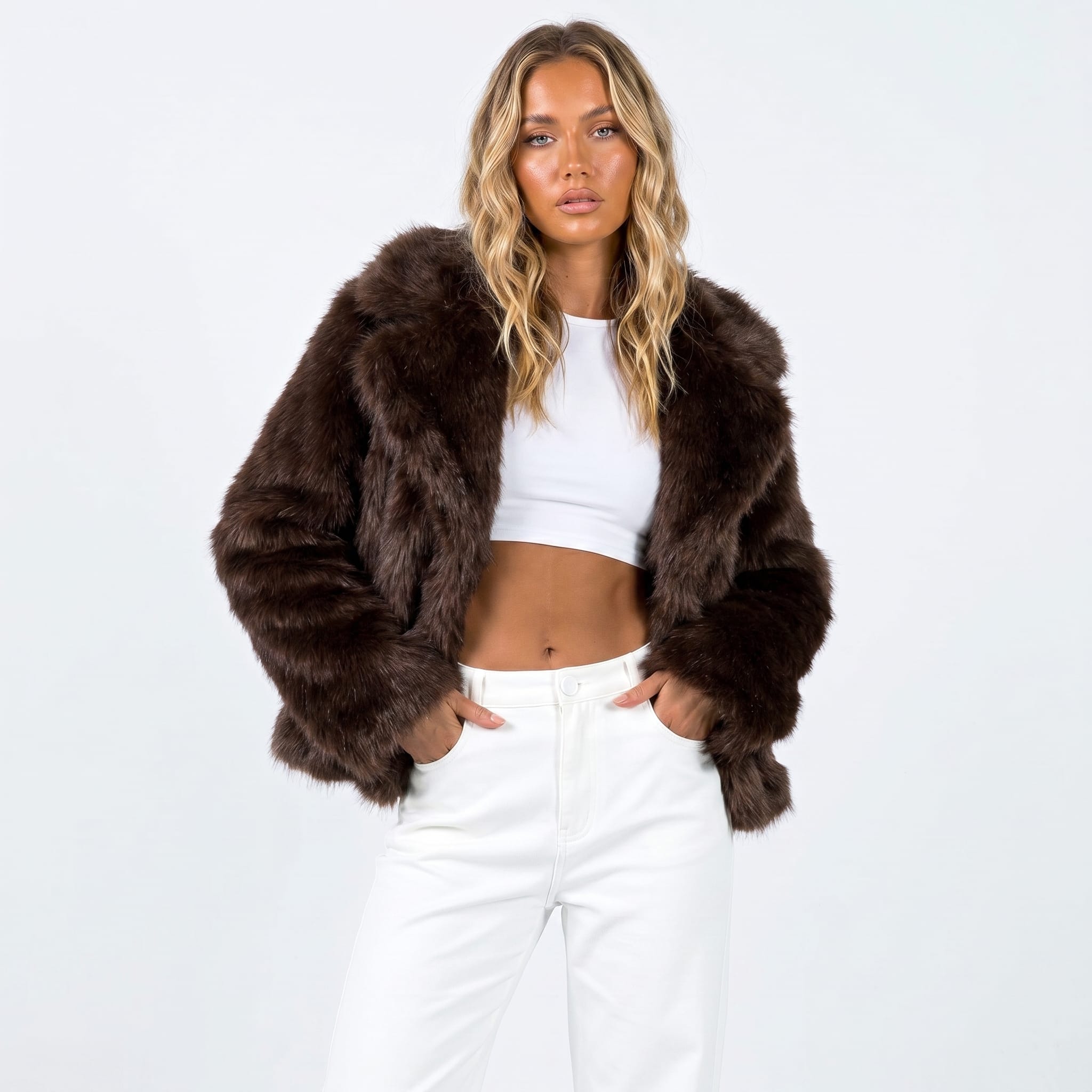 Women's Faux Fur Cropped Jacket | Letty_7