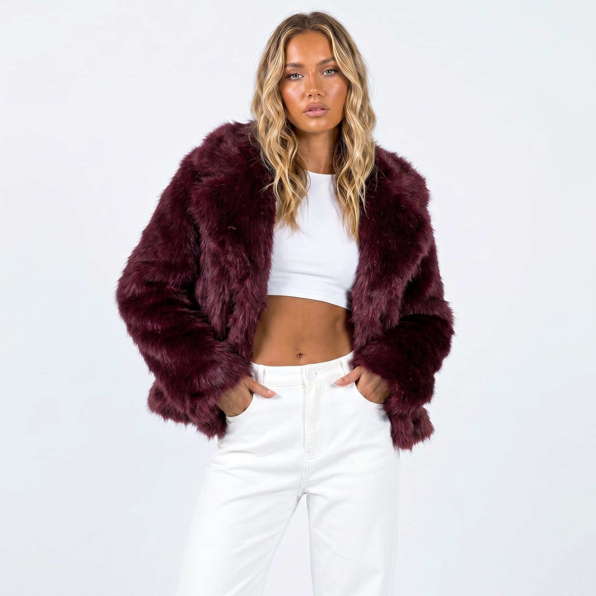 Women's Faux Fur Cropped Jacket | Letty_8