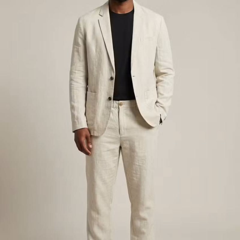 Men's Relaxed Fit Linen Blazer and Trousers Set | Cyprian_1