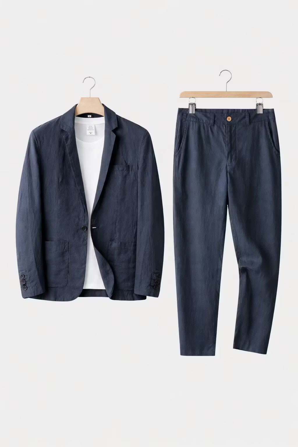 Men's Relaxed Fit Linen Blazer and Trousers Set | Cyprian_8