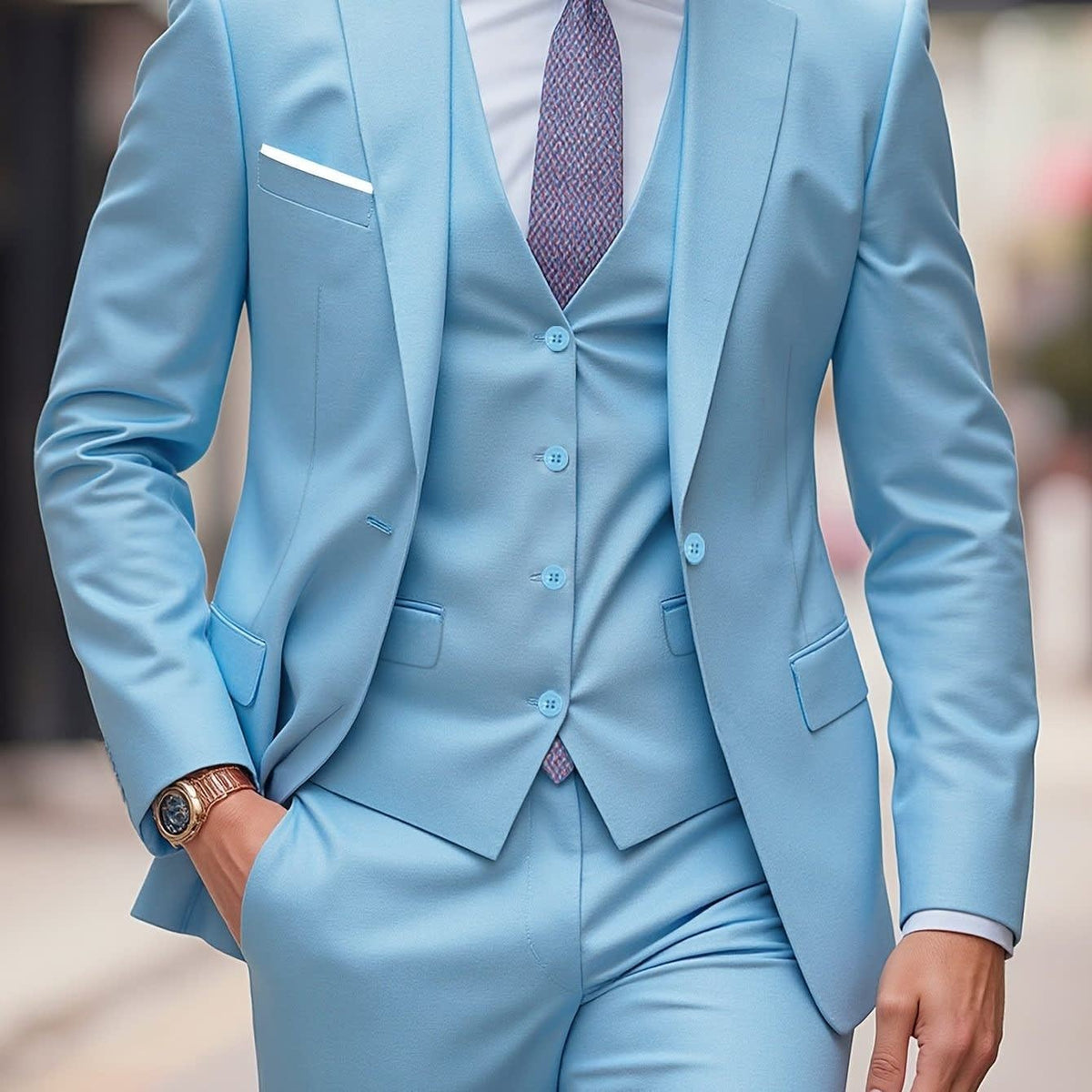 Men's Light Blue Three-Piece Suit | Esmond_6