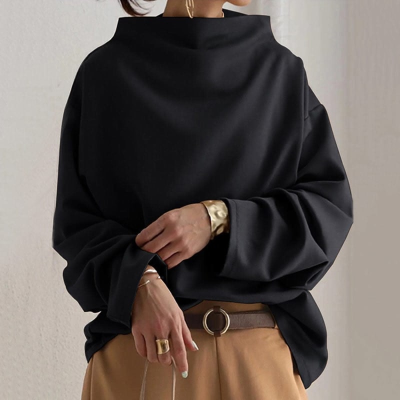Women's Oversized High Neck Knit Top | Lowena_1