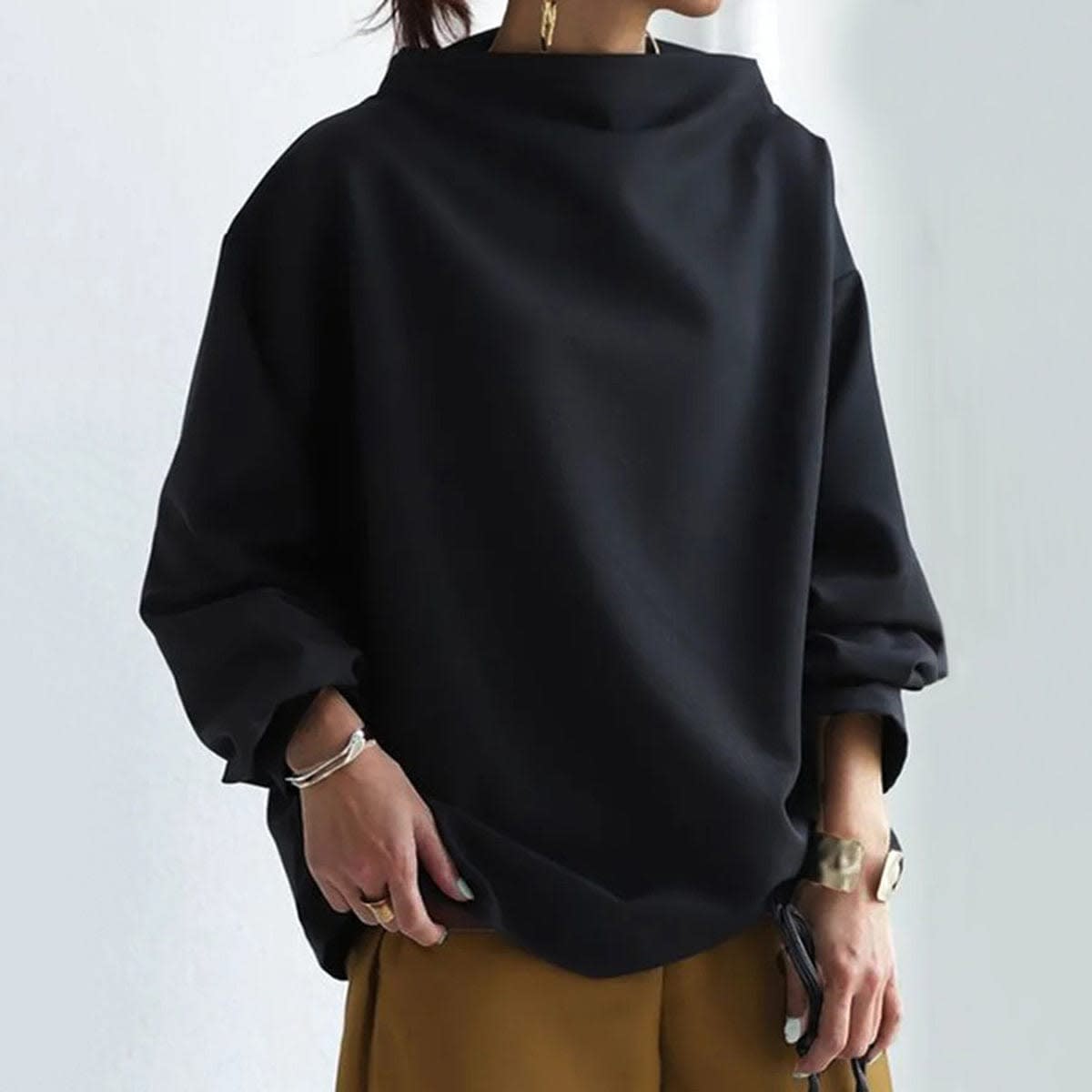 Women's Oversized High Neck Knit Top | Lowena_6