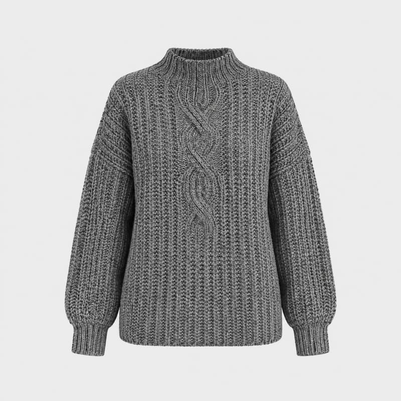 Women's Chunky Cable Knit Mock Neck Jumper | Lucille_1