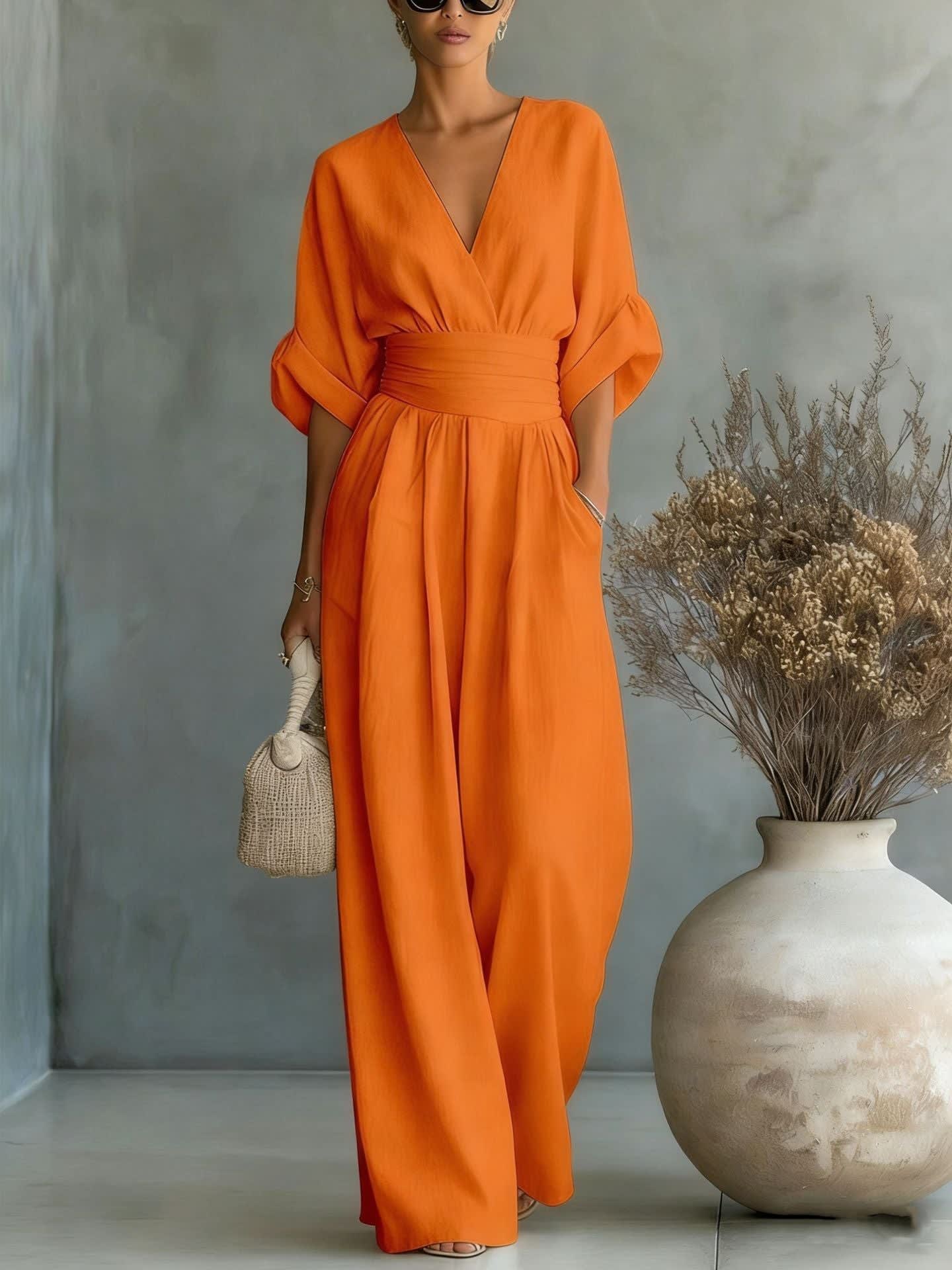 Women's Linen Wide Leg Jumpsuit | Treasa_12