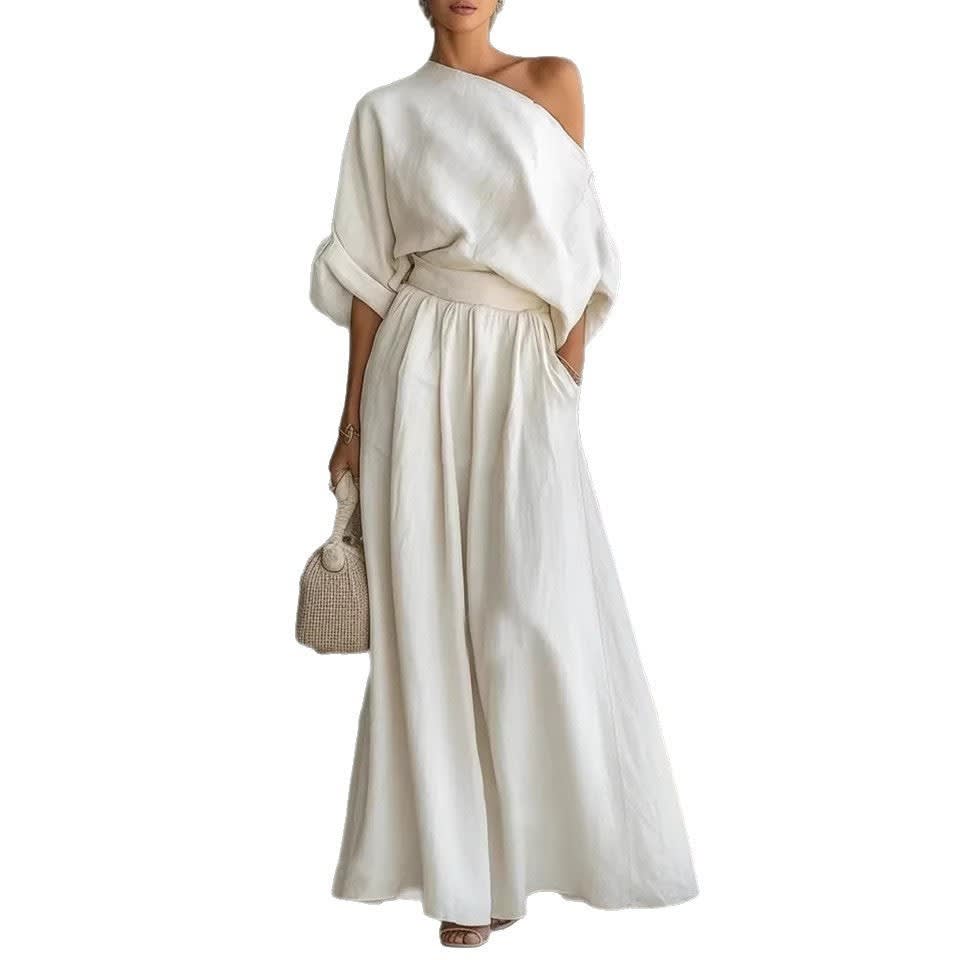 Women's Linen One Shoulder Two-Piece Set | Jennet_6