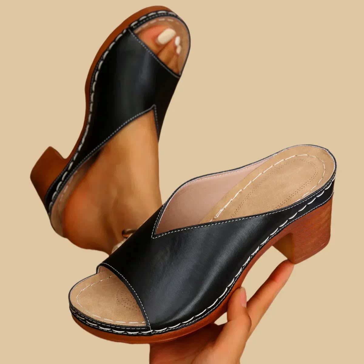 Women's Block Heel Mule Orthopedic Sandals | Priscilla_4
