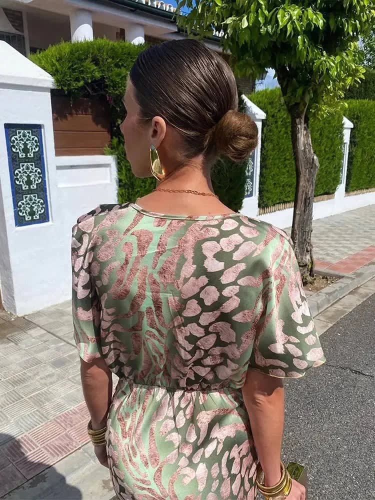 Women's Printed Wrap Wedding Guest Midi Dress | Samantha_5