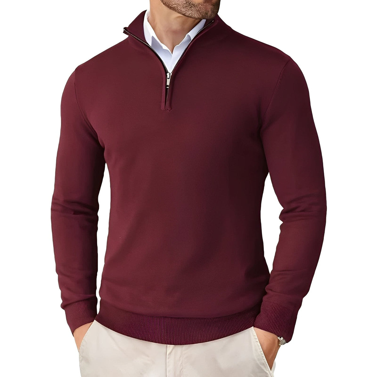Men's Quarter Zip Knit Jumper | Elio_2