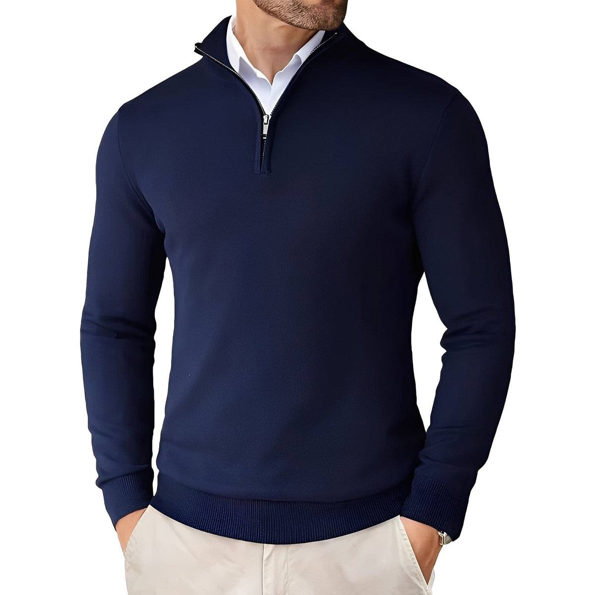 Men's Quarter Zip Knit Jumper | Elio_3