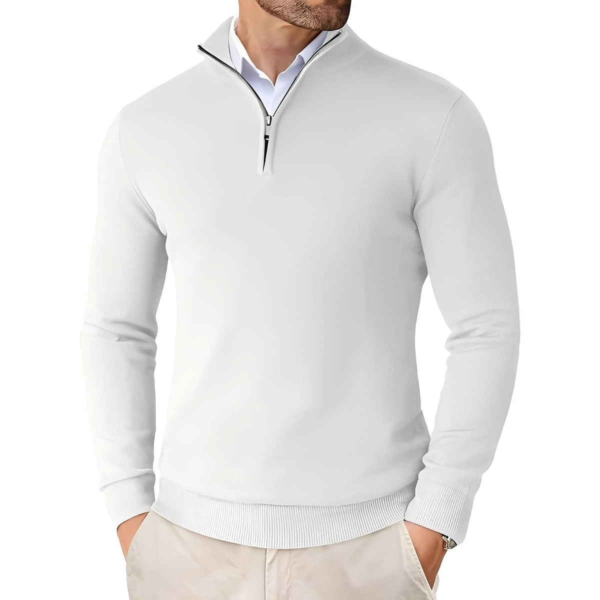 Men's Quarter Zip Knit Jumper | Elio_4