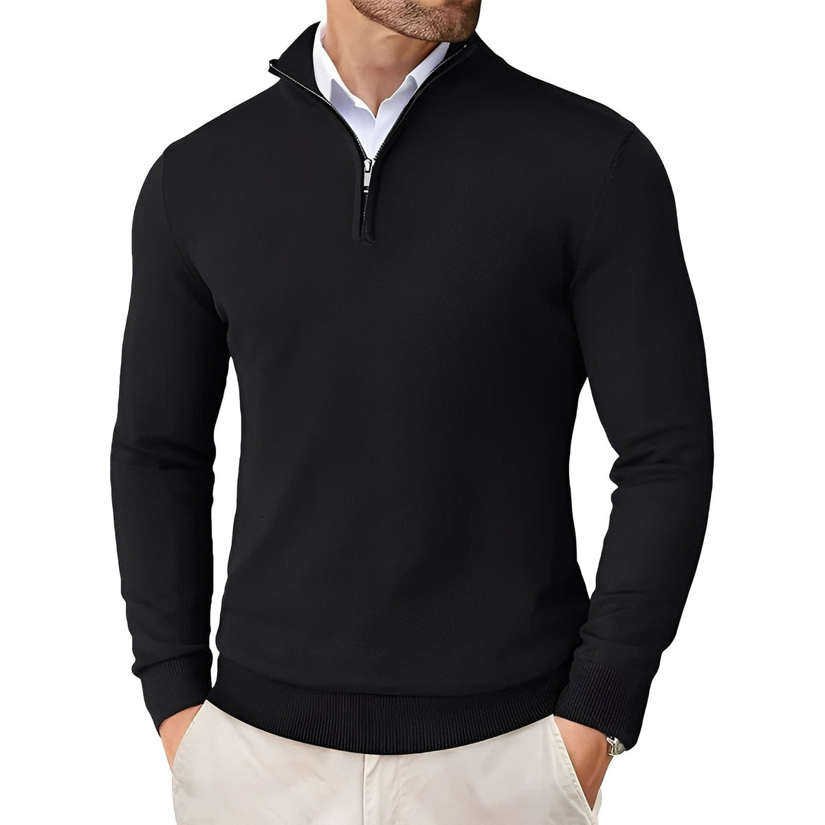 Men's Quarter Zip Knit Jumper | Elio_8
