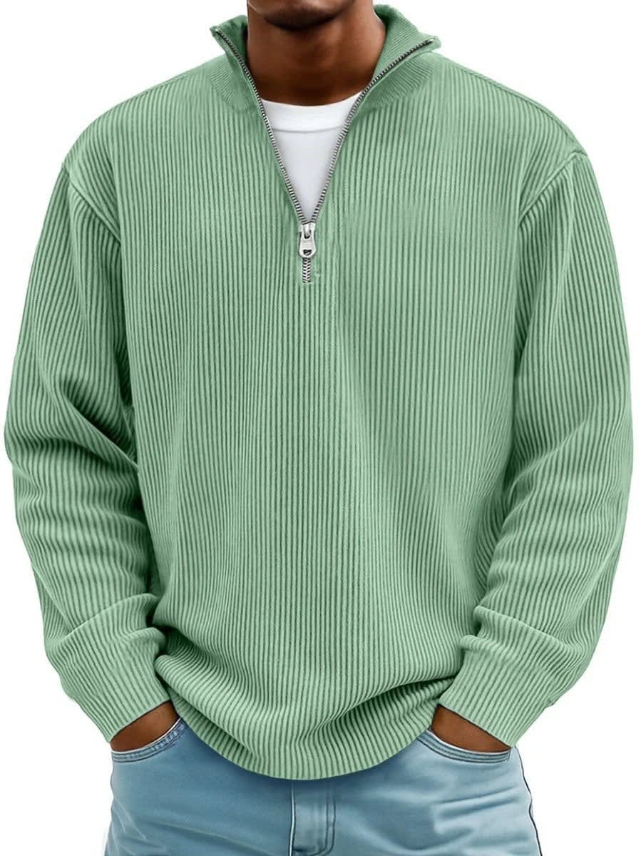 Men's Ribbed Quarter Zip Knit Jumper | Elliot_8