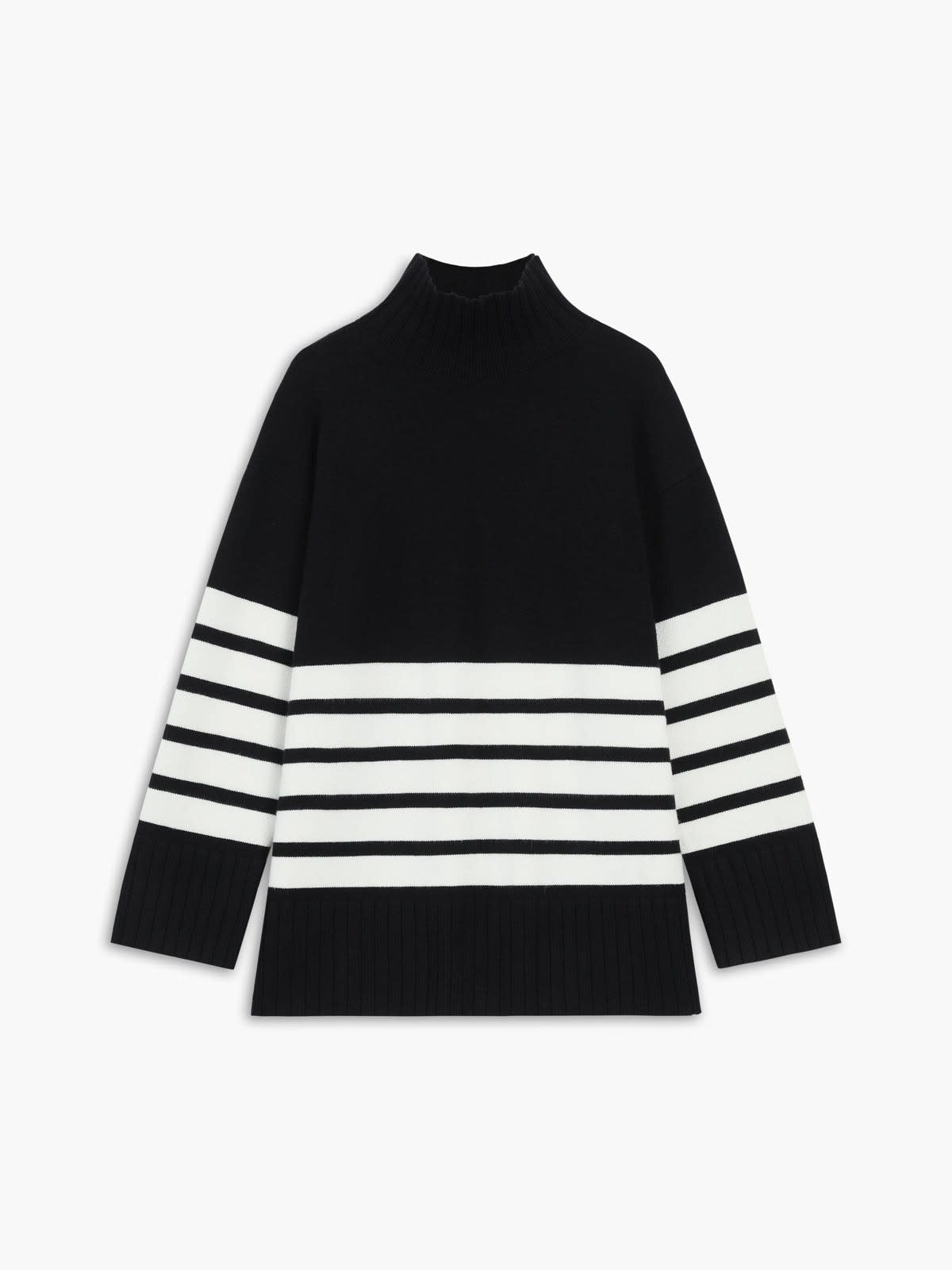 Women's Striped Mock Neck Jumper | Dorinda_4