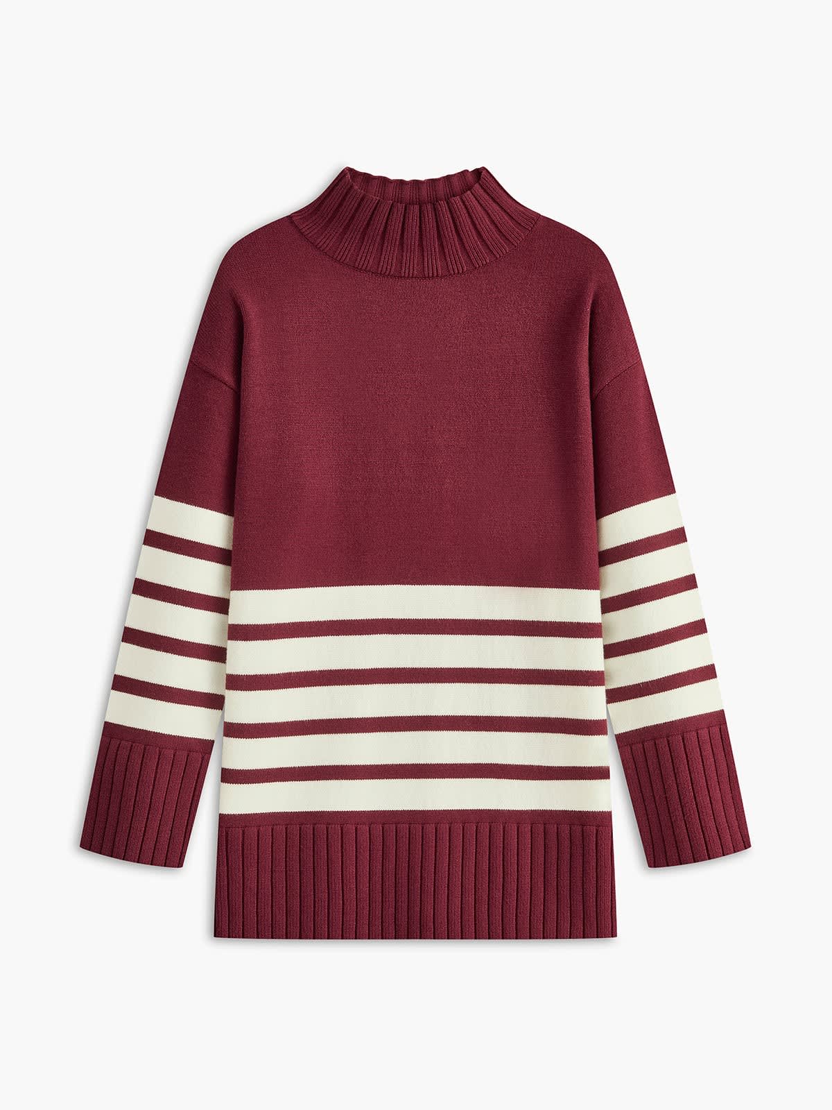 Women's Striped Mock Neck Jumper | Dorinda_5