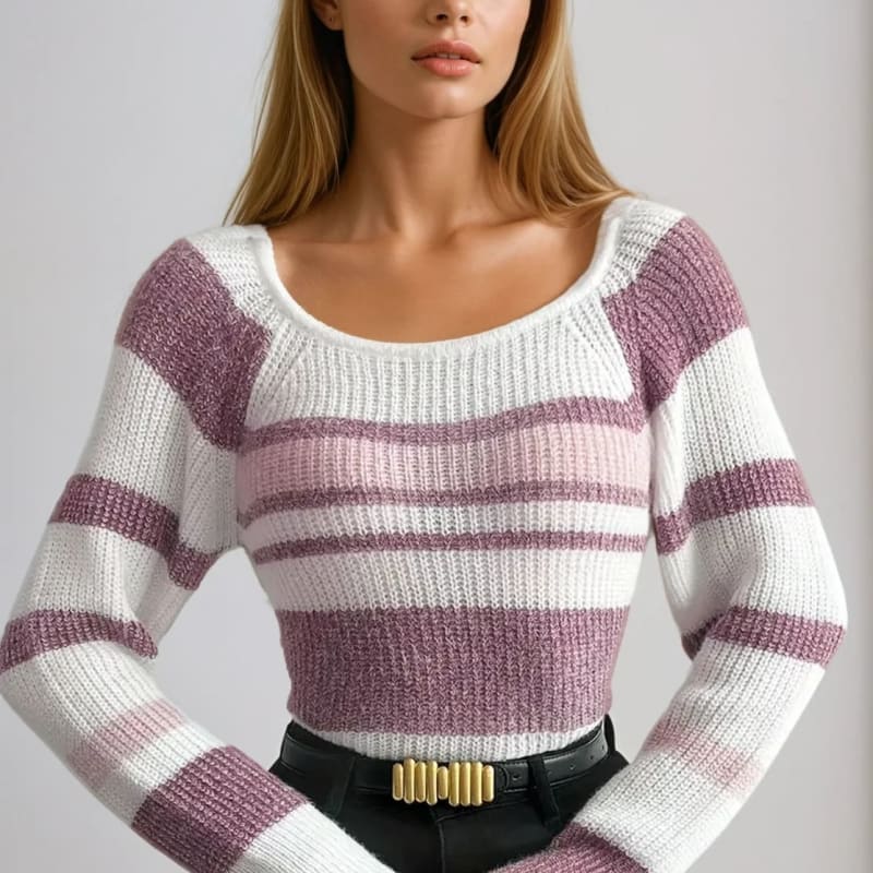 Women's Striped Ribbed Knit Jumper | Theodosia_1