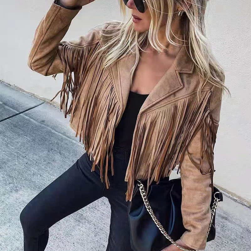 Women's Faux Suede Fringe Jacket | Marisa_5