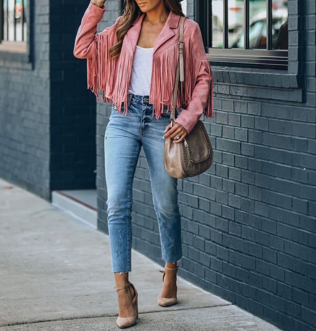 Women's Faux Suede Fringe Jacket | Marisa_6