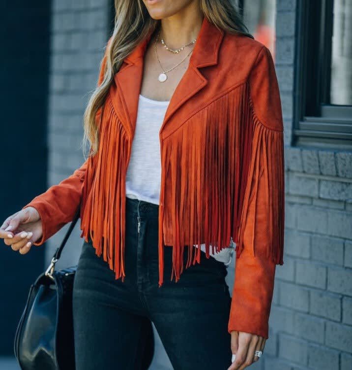 Women's Faux Suede Fringe Jacket | Marisa_7