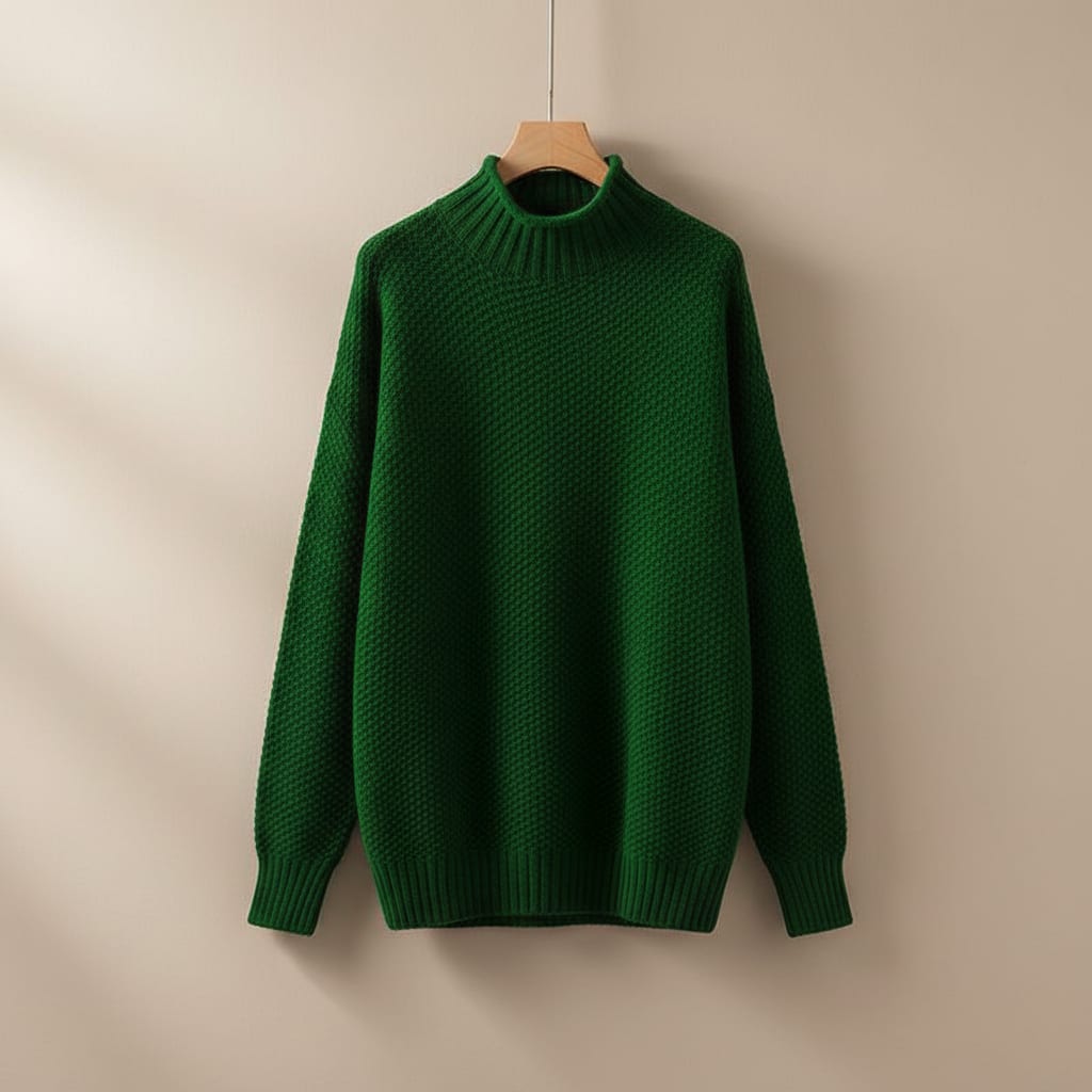 Women's Textured Waffle Knit Mock Neck Jumper | Nicola_10
