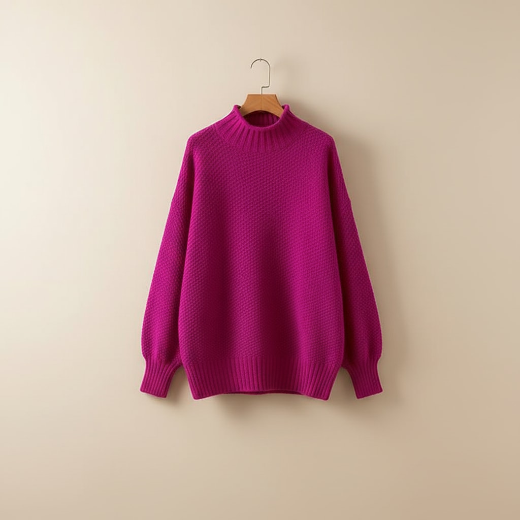 Women's Textured Waffle Knit Mock Neck Jumper | Nicola_11
