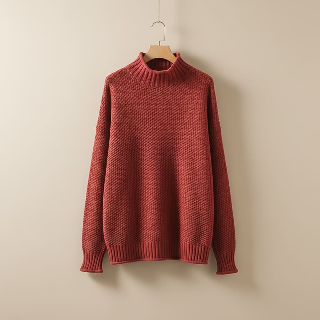 Women's Textured Waffle Knit Mock Neck Jumper | Nicola_3
