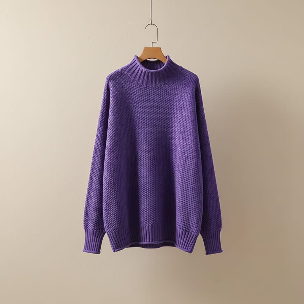Women's Textured Waffle Knit Mock Neck Jumper | Nicola_4