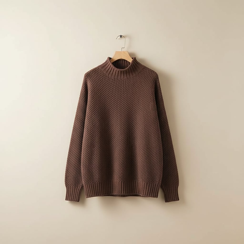 Women's Textured Waffle Knit Mock Neck Jumper | Nicola_6