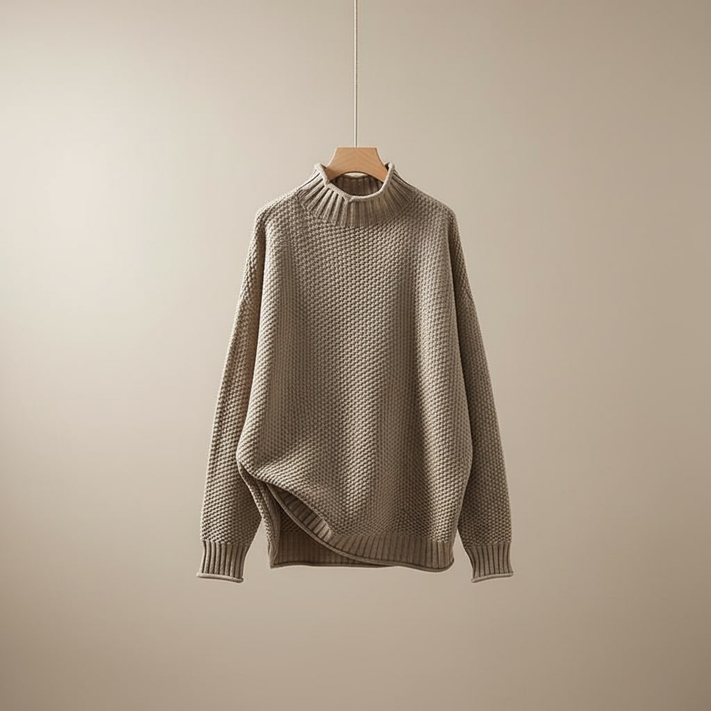 Women's Textured Waffle Knit Mock Neck Jumper | Nicola_7