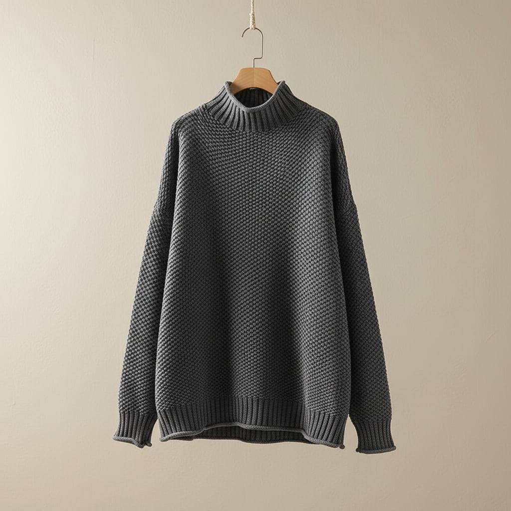 Women's Textured Waffle Knit Mock Neck Jumper | Nicola_9