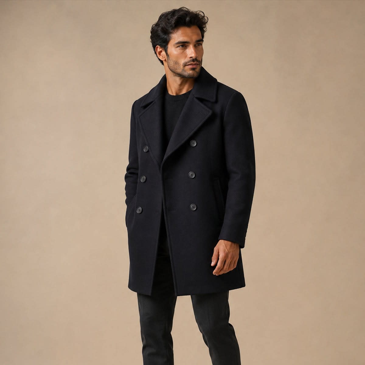 Men's Wool Blend Double Breasted Pea Coat | Joseph_2
