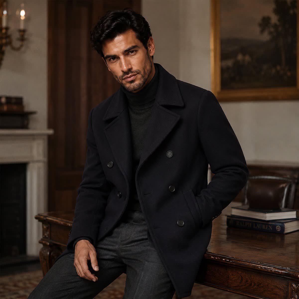 Men's Wool Blend Double Breasted Pea Coat | Joseph_5