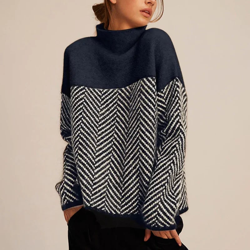 Women's Chevron Knit Turtleneck | Dela_4