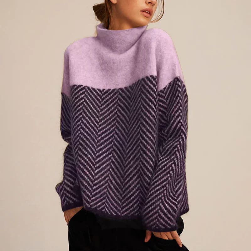 Women's Chevron Knit Turtleneck | Dela_5