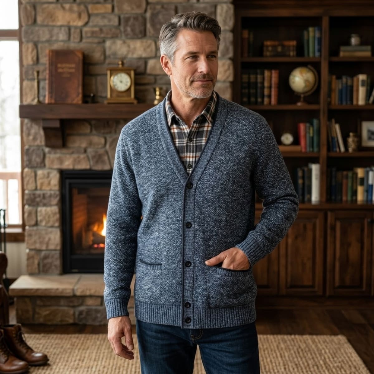 Men's Fleece Lined Knit Cardigan | Jacob_2