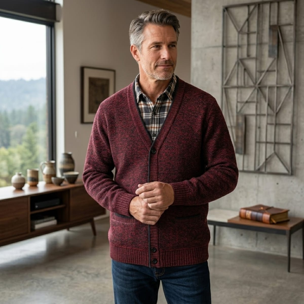 Men's Fleece Lined Knit Cardigan | Jacob_8