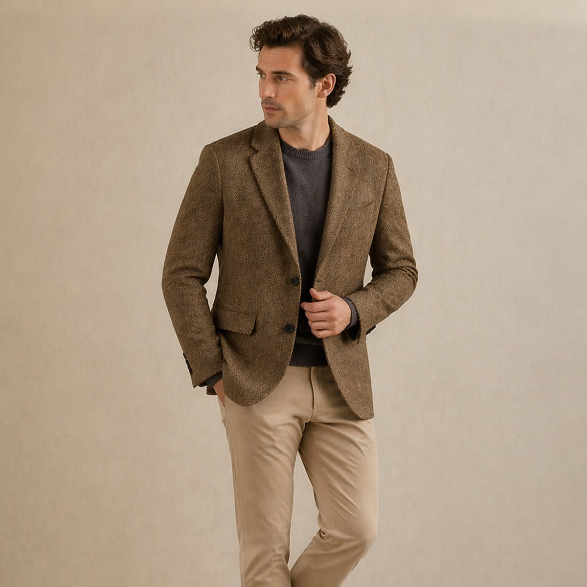 Men's Wool Blend Herringbone Blazer | Emmett_2