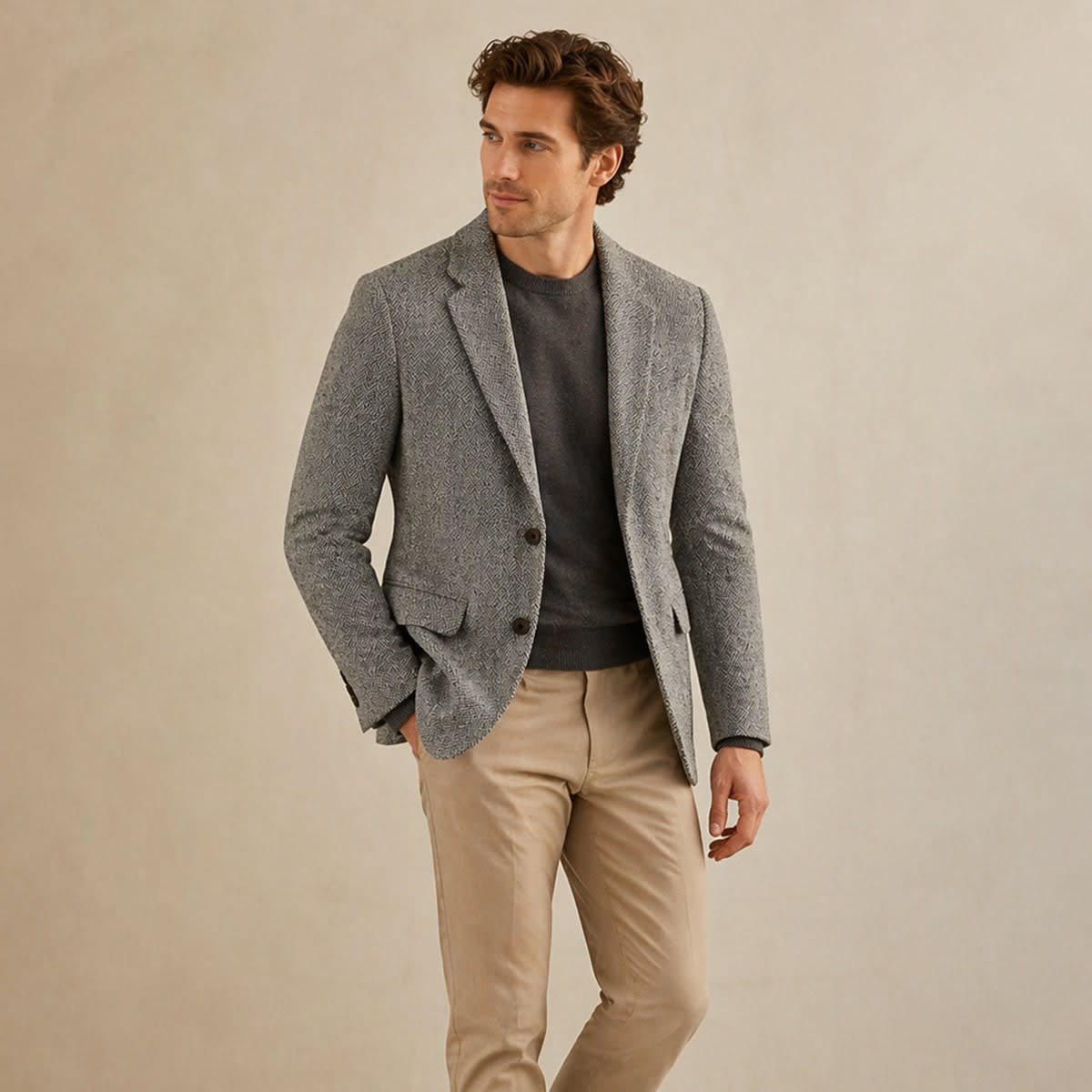 Men's Wool Blend Herringbone Blazer | Emmett_6