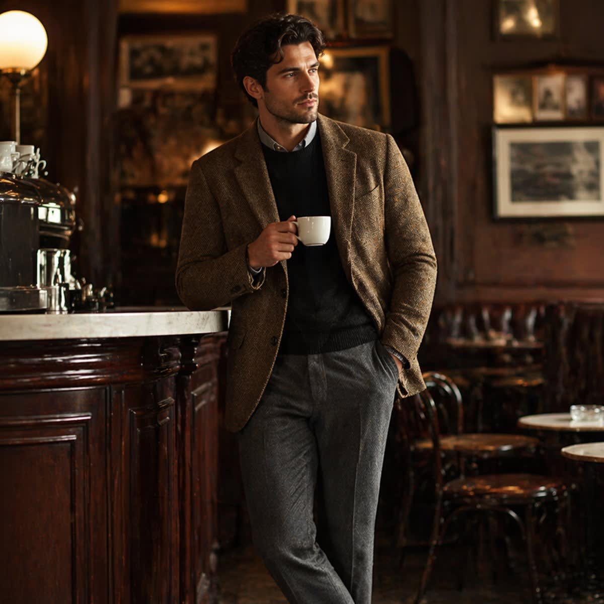 Men's Wool Blend Herringbone Blazer | Emmett_7