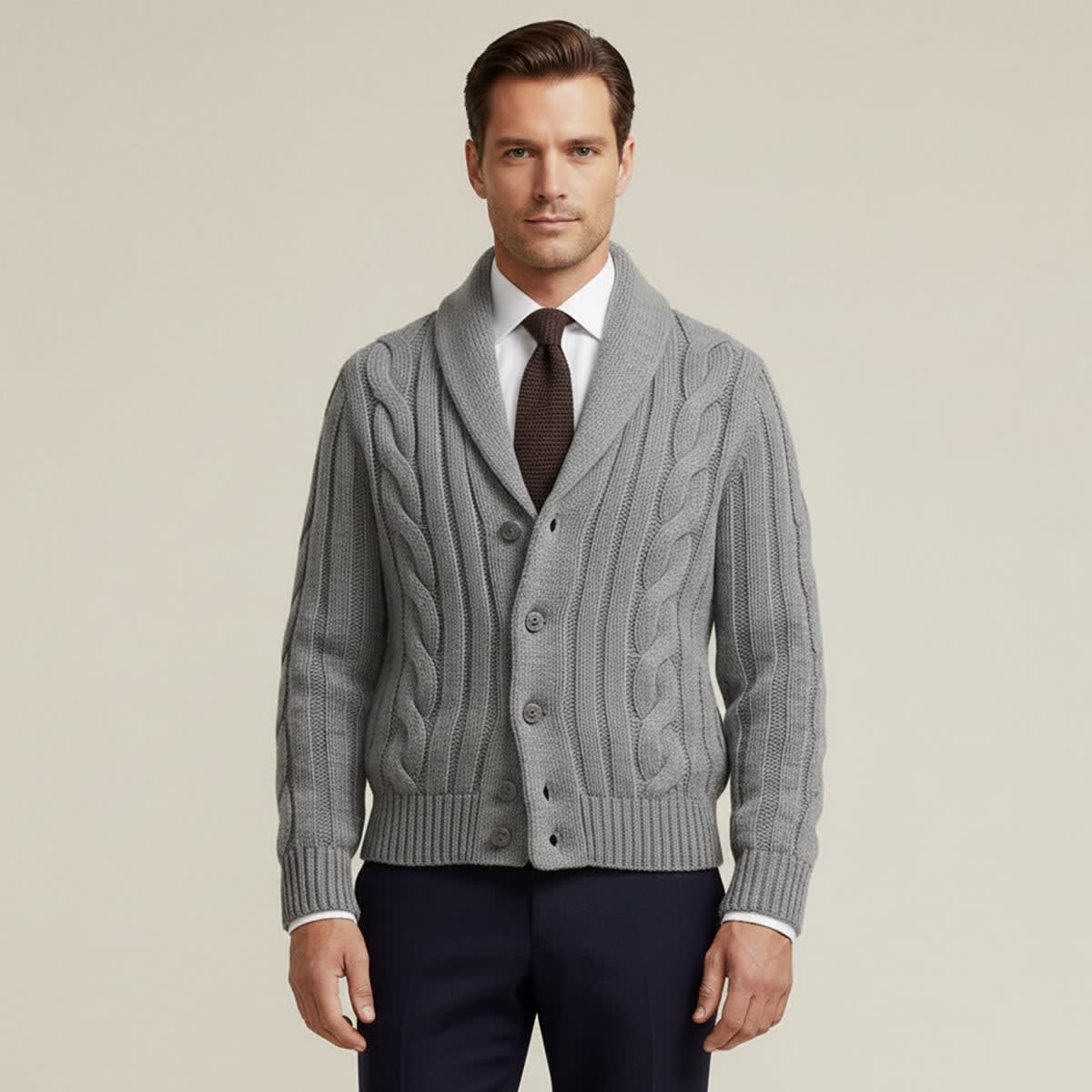 Men's Merino Wool Shawl Collar Cardigan | Keir_5