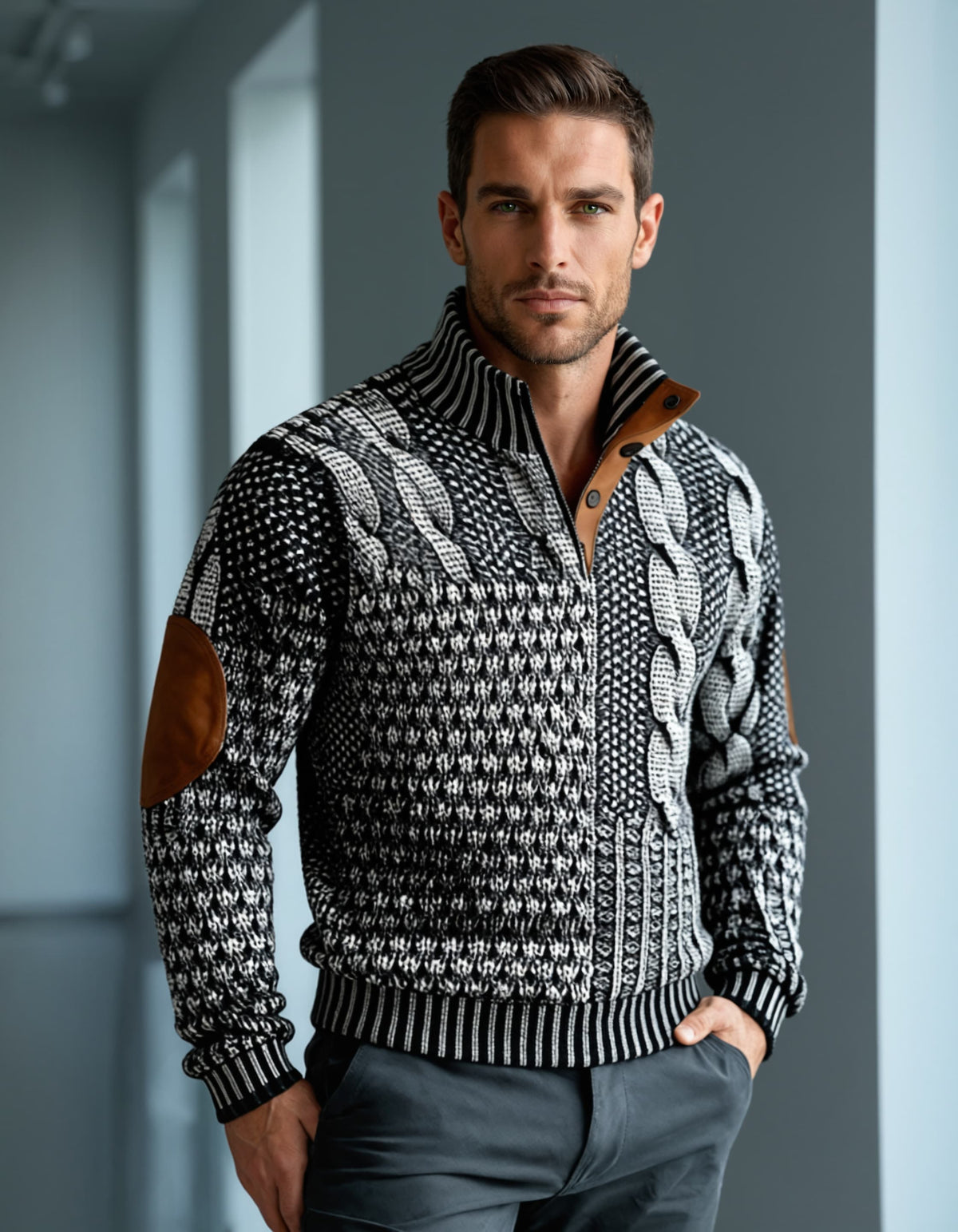 Men's Cable Knit Jumper | Lance_8