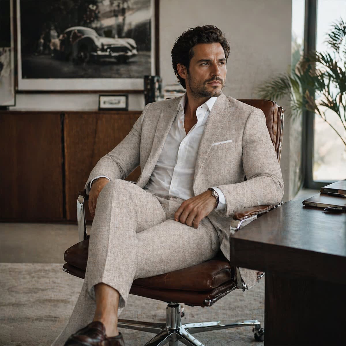 Men's Linen Blend Slim Fit Blazer | Trevor_10