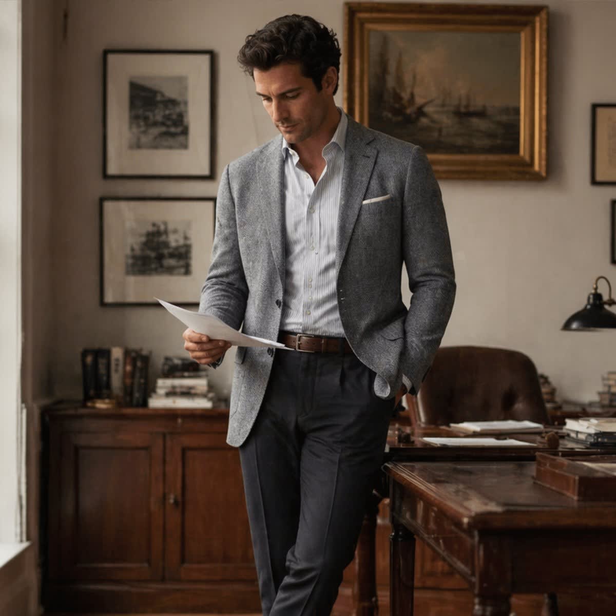 Men's Linen Blend Slim Fit Blazer | Trevor_9