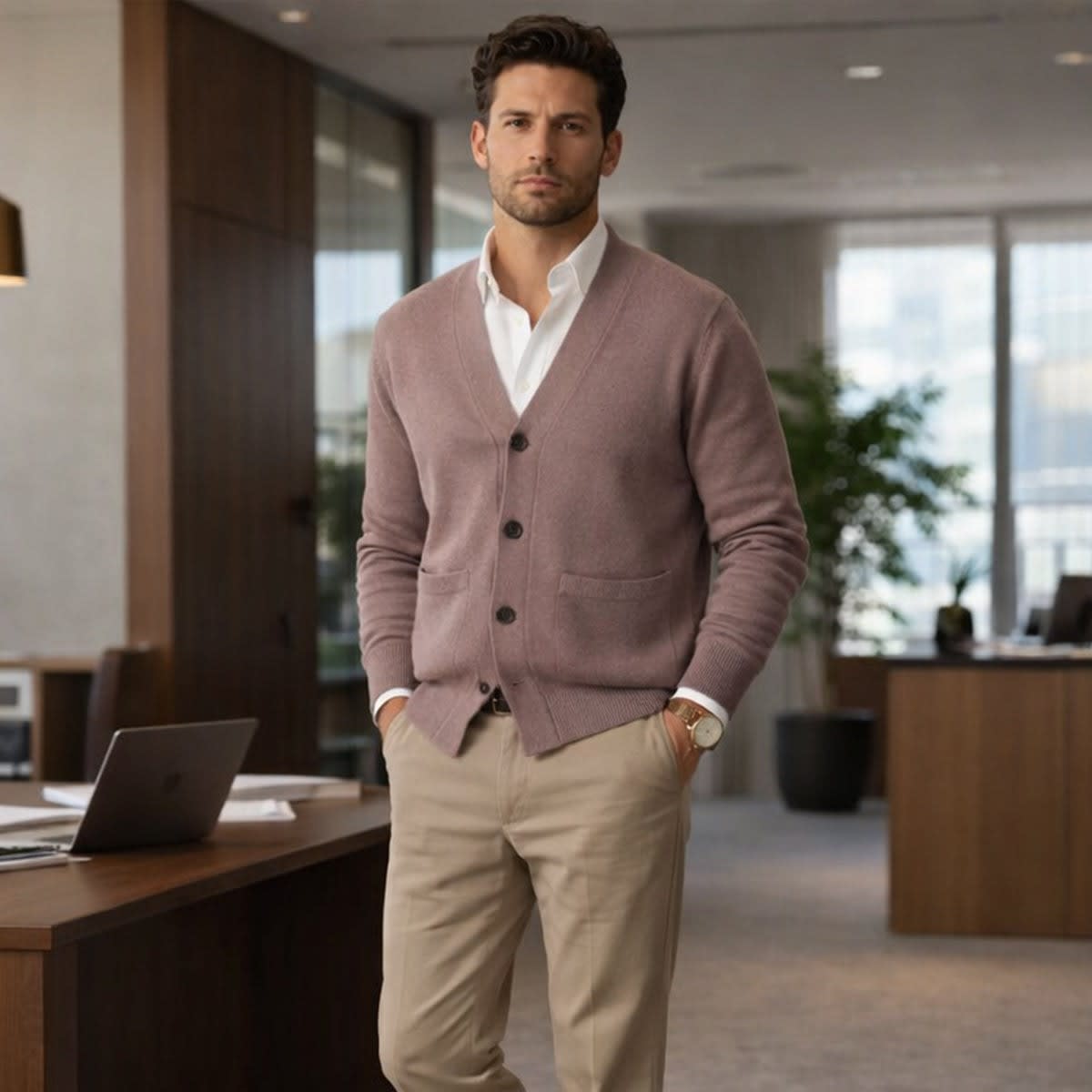 Men's Cashmere V-Neck Cardigan | Milo_11